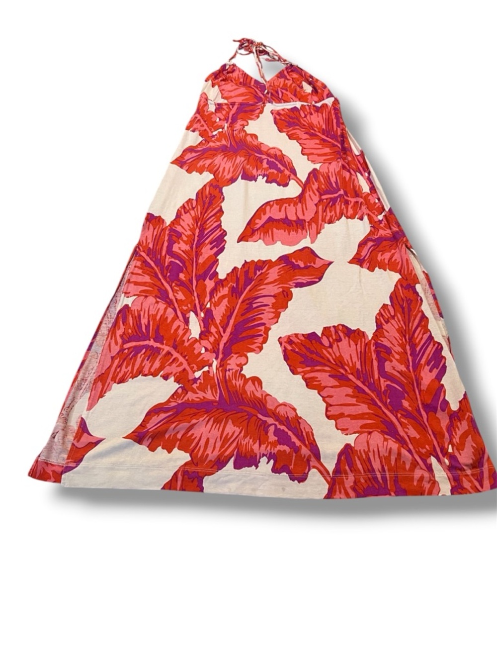 Banana Republic Milly Collection Halter Floral Red-white Silk and Viscose Dress. - Picture 7 of 7